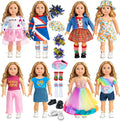 18-inch Doll Clothes Accessories Set - 8 Outfits with Shoes & Hat