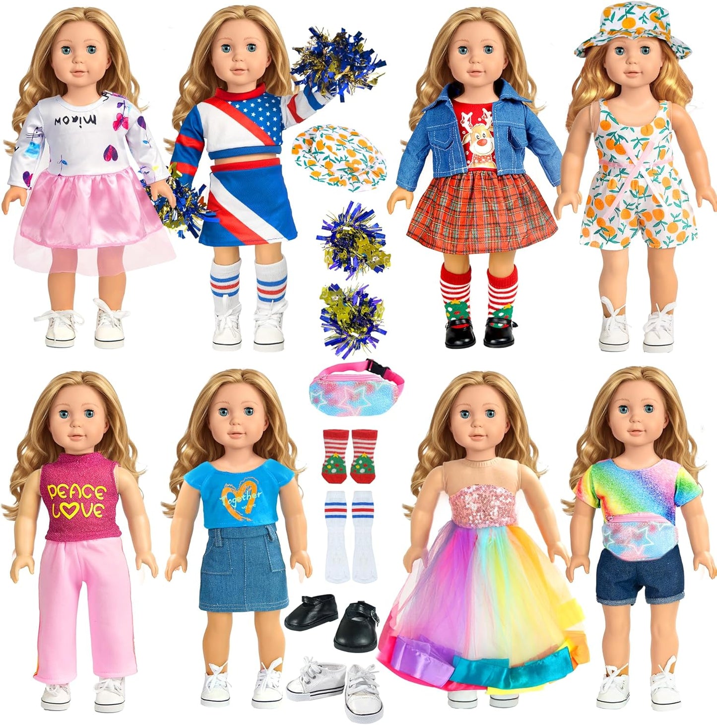 18 Inch Doll Clothes Accessories for American Dolls - Outfit Set