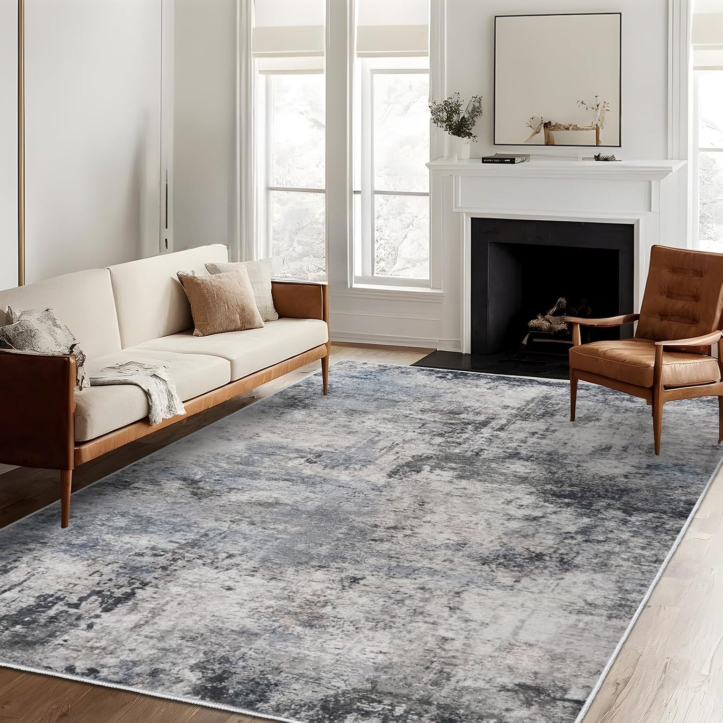 RUUGME Washable Abstract Rug 5x7 for Living Room and Bedroom