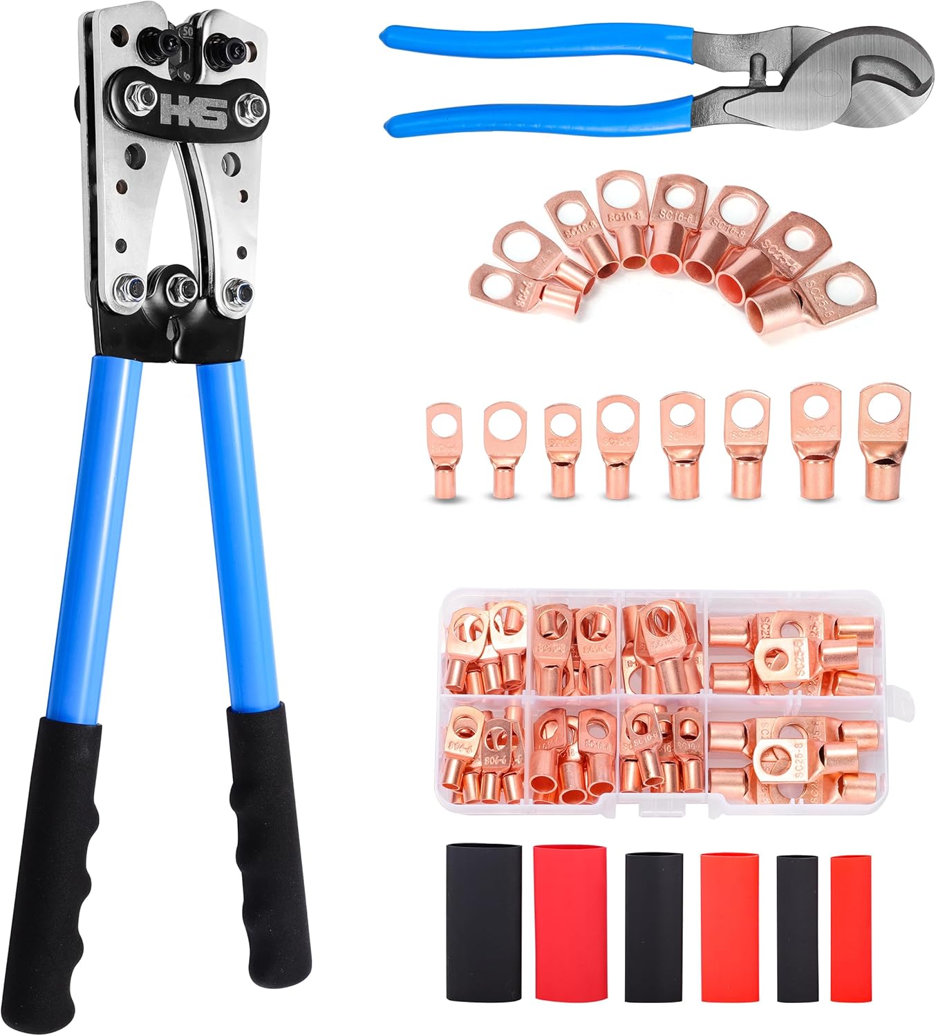 HKS Battery Cable Lug Crimping Tool Set with Cutter & Terminals