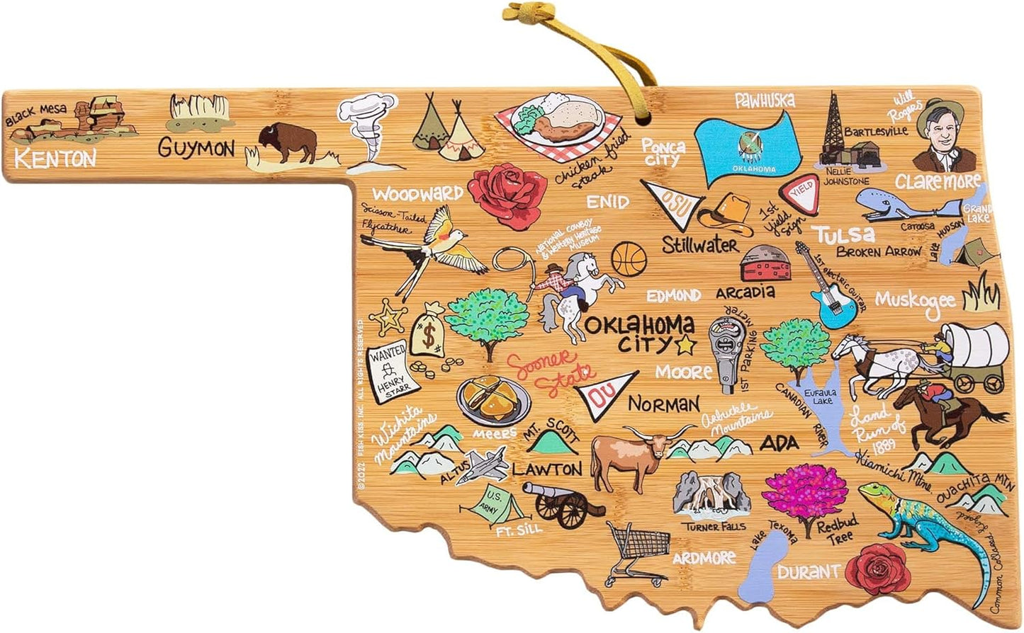 Oklahoma State Shaped Cutting Board and Charcuterie Platter