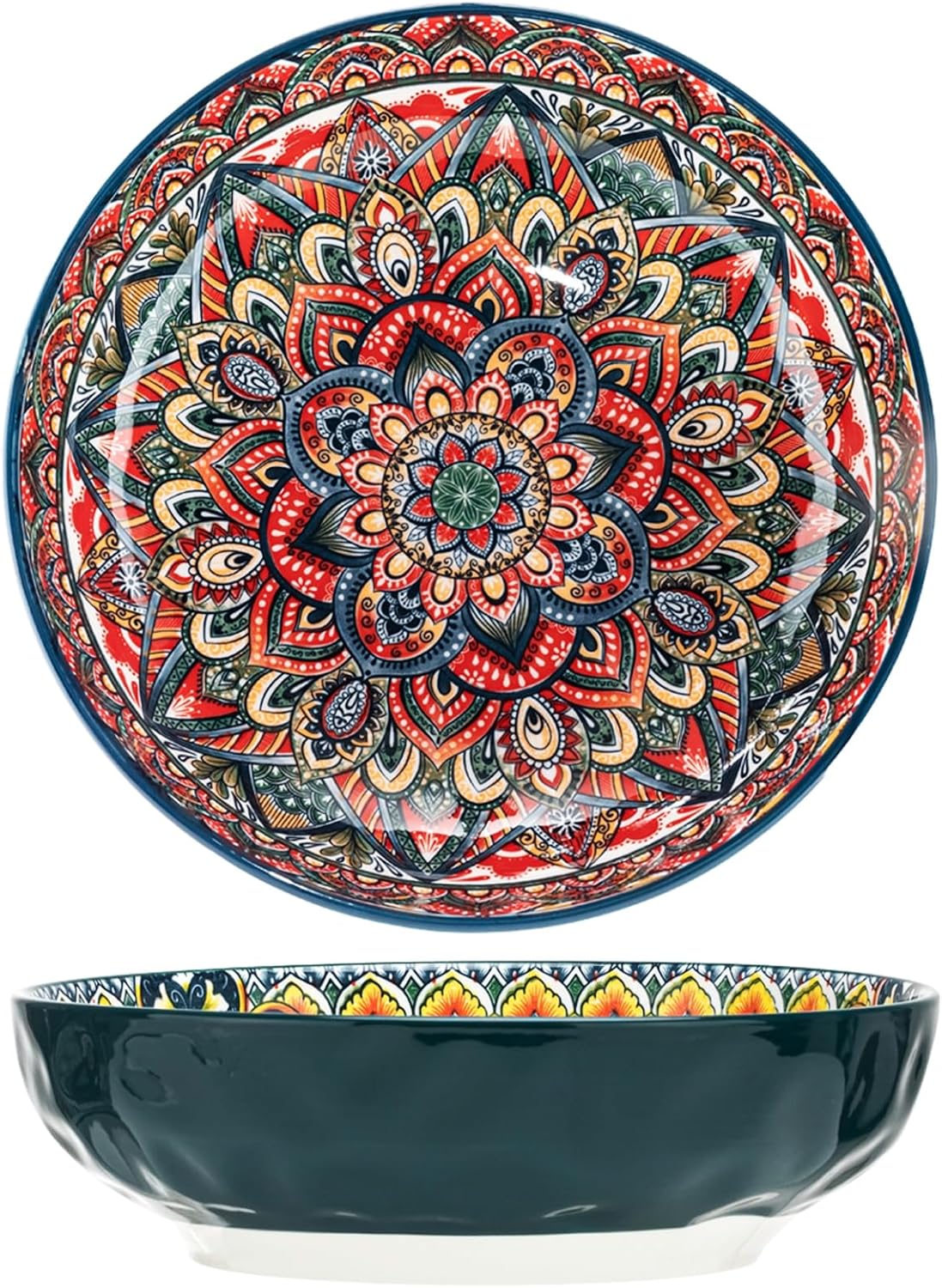 Boho Large Serving Bowls Set of 2, 10.2 Inch Colorful Dishes
