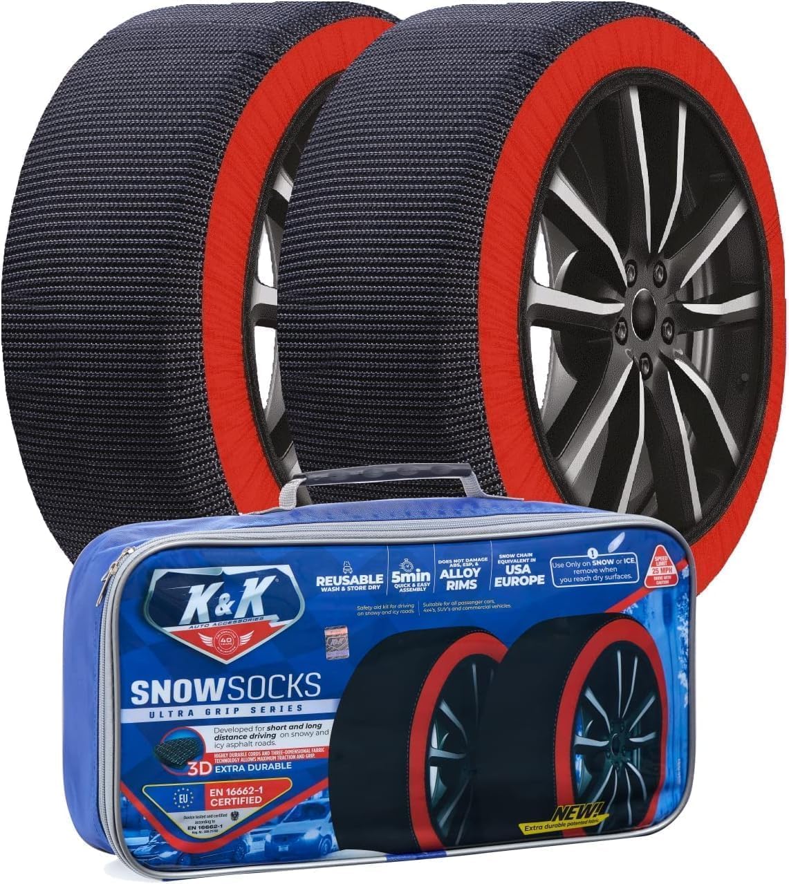 K&K Auto Accessories Snow Socks for Tires - Ultimate Grip