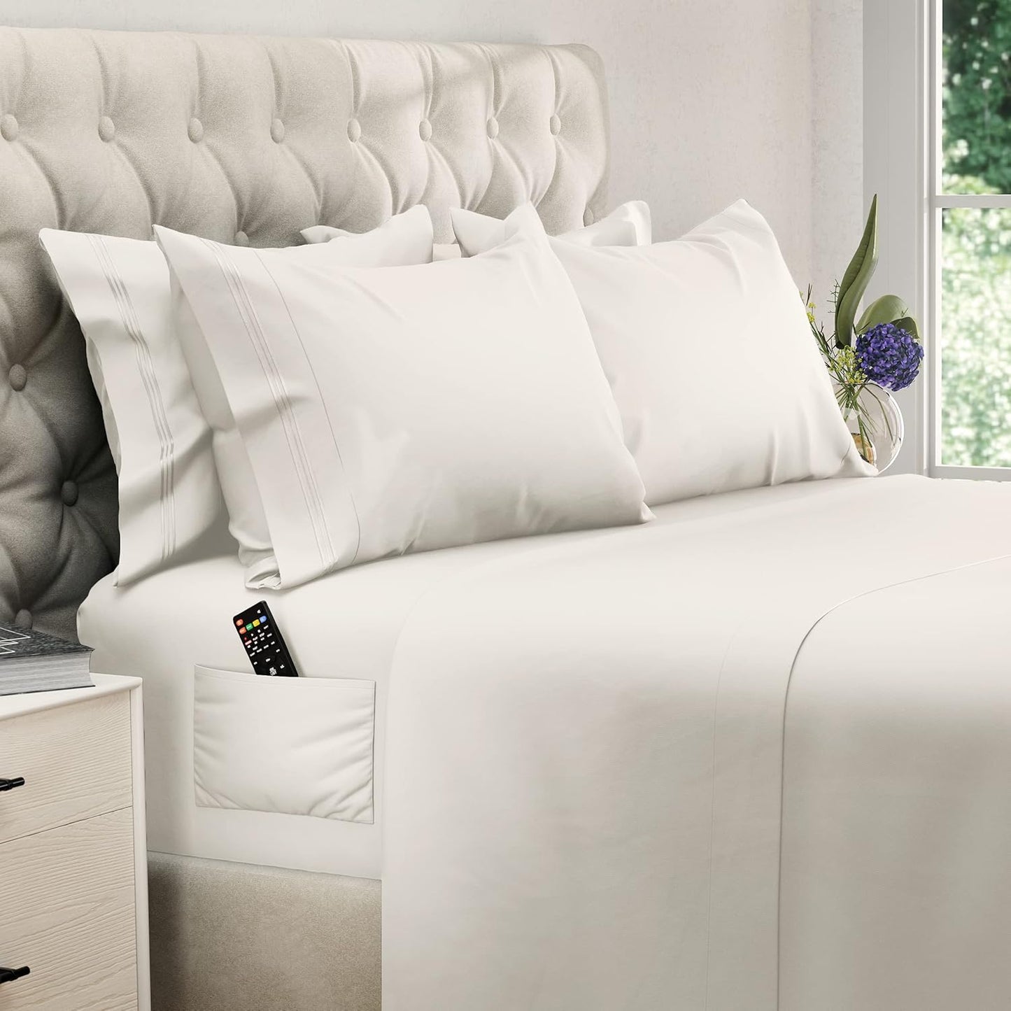 DreamCare Queen Sheet Set 6 pcs Cooling Bed Sheets with Pocket