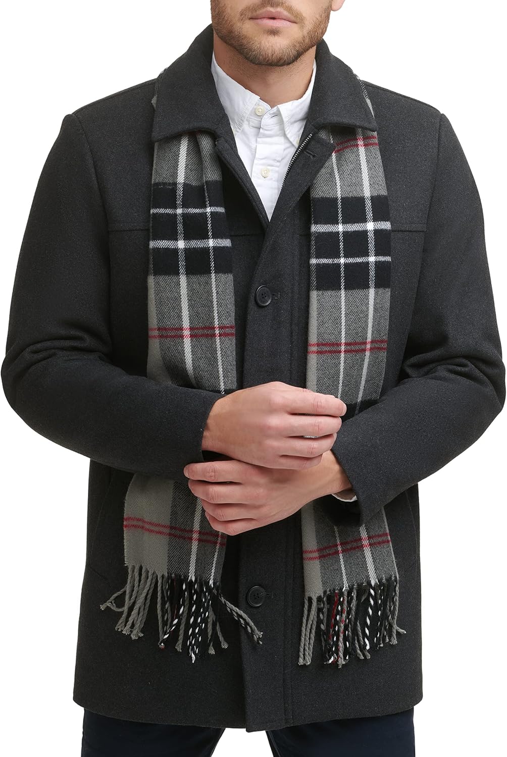 Dockers mens Weston Wool Blend Coat with Scarf for Style