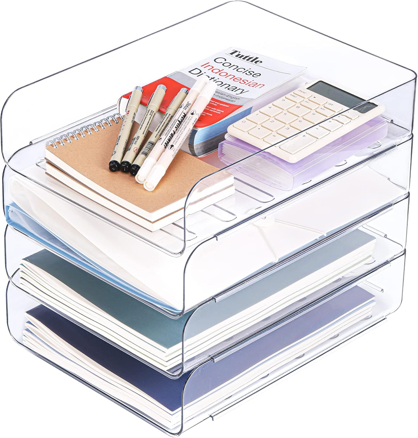 Clear Stackable Letter Tray Set - Organize Your Desk!