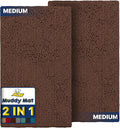 Muddy Mat 2-Piece Brown Medium 30in x 19in - Highly Absorbent Chenille