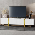 Merax Modern TV Stand w/ Storage, Golden Legs, White