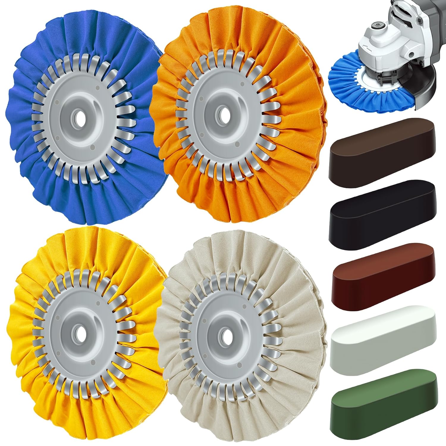 8 Inch Airway Buffing Wheel Polishing Kit for Angle Grinder