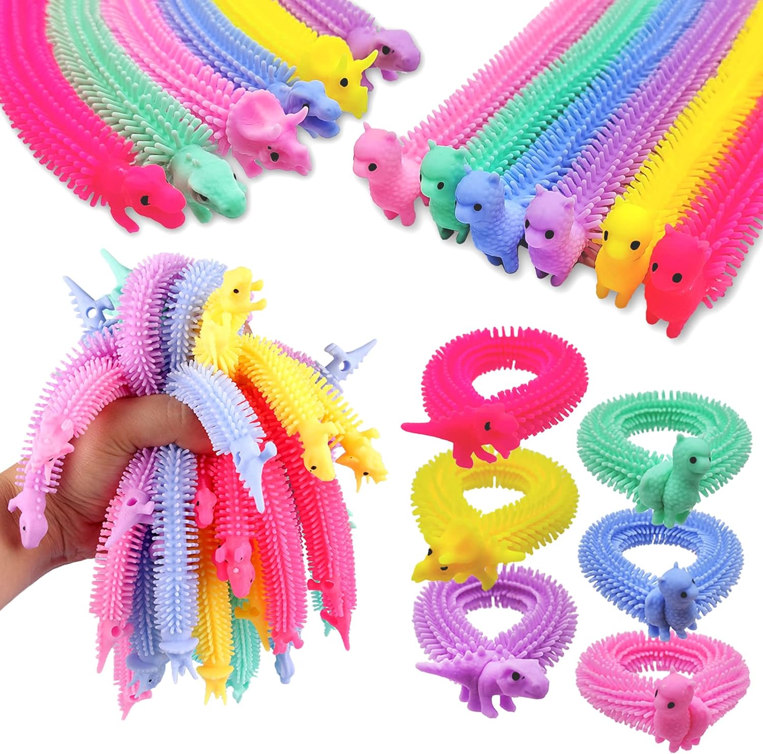 Colorful Stretchy Fidget Worms - Stress Relief!
