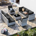 10-Piece Patio Furniture Set with Swivel Chairs - Thick Cushions