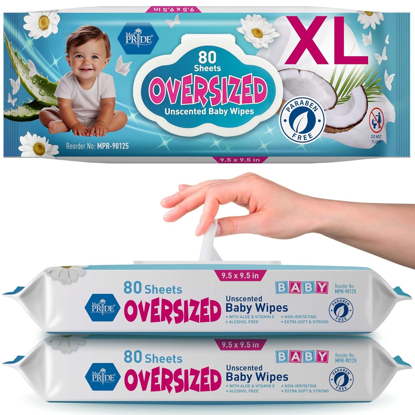 XL Baby Wipes: Gentle & Jumbo - 240 Count
