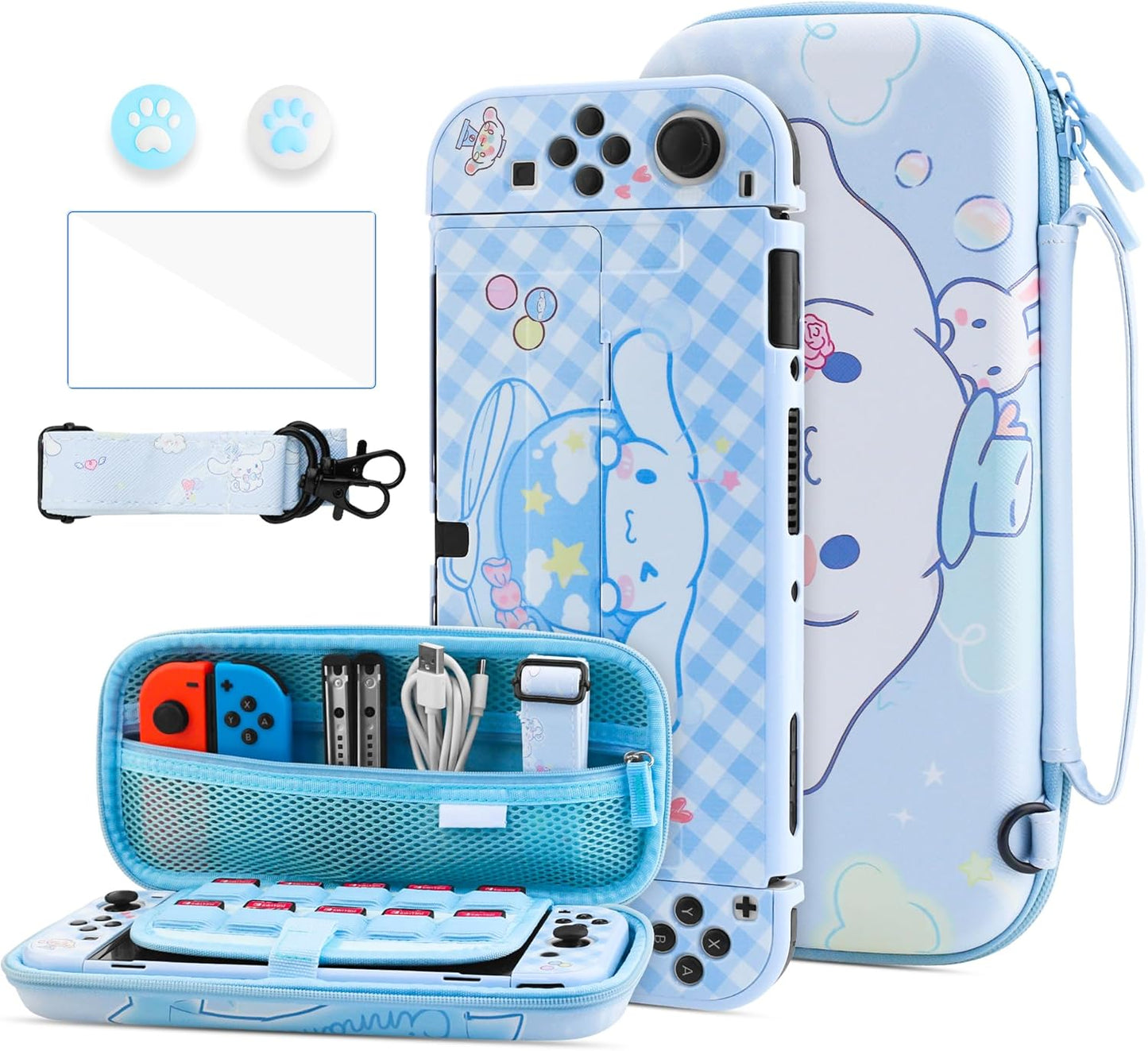 Cute Cartoon Dog Carrying Case for Nintendo Switch OLED Travel