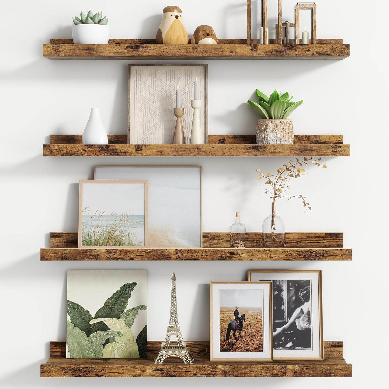 Floating Picture Ledge Shelves for Wall - Set of 4, 24 Inch