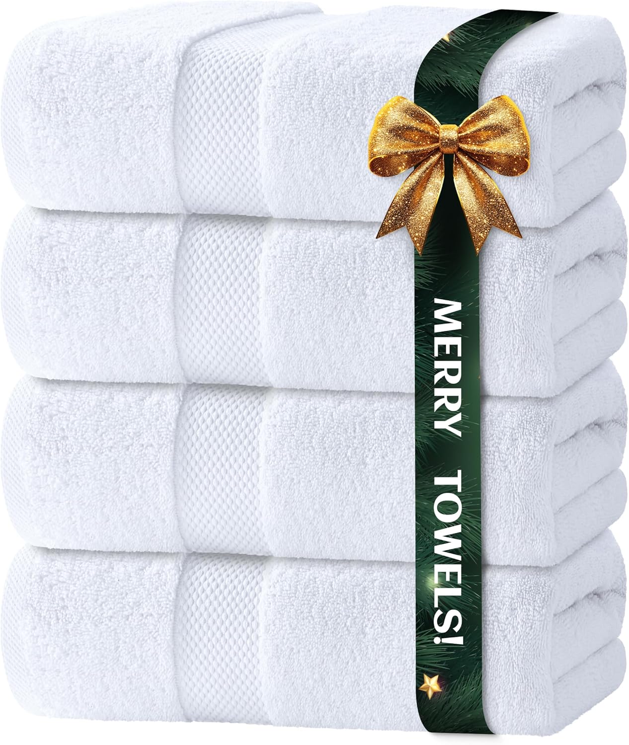 White Classic Luxury Bath Towels Set of 4 - Ultra Soft