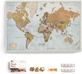 Canvas World Map with Cork Pin Board - Decorative Wall Map CANVASCALE