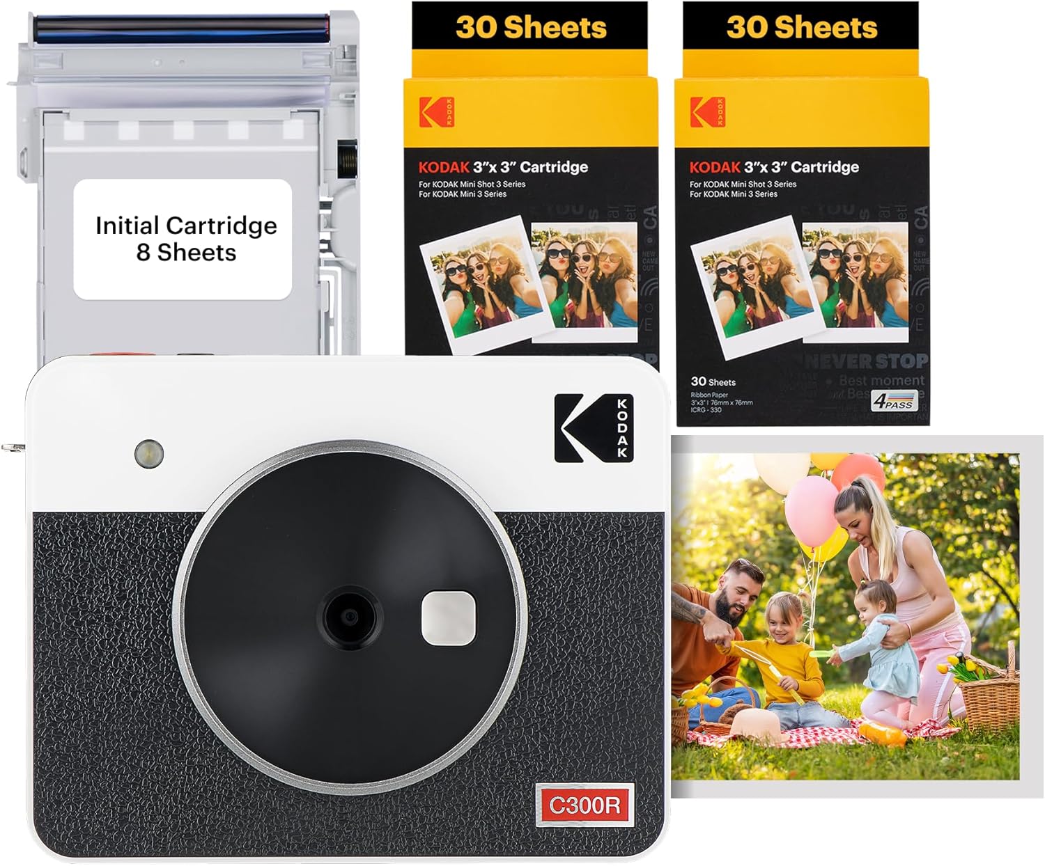 KODAK Mini Shot 3 Retro 2-in-1 Camera Printer Bundle
