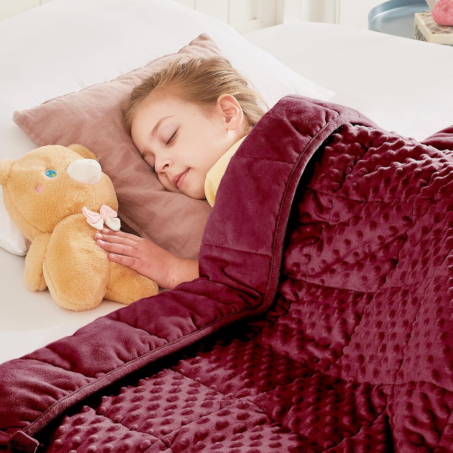 HOSUKKO Weighted Blanket - 5 lbs Burgundy Small Size Comfort