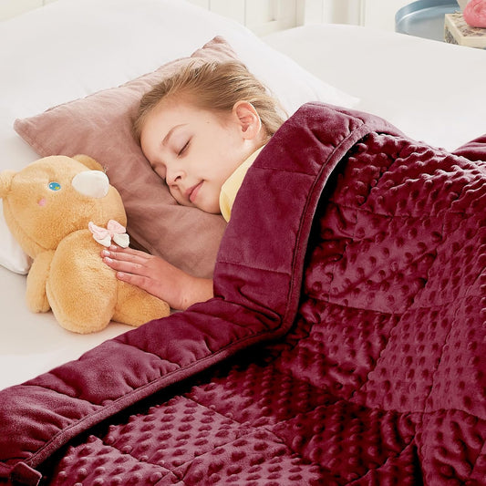 HOSUKKO Weighted Blanket - 5 lbs Burgundy Small Size Comfort