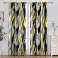 Yellow and Grey Blackout Curtains Modern Striped - 100% Light Blocking