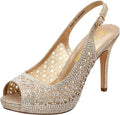 Women's High Heels Platform Rhinestones Peep Toe Pumps - Elegant 4in