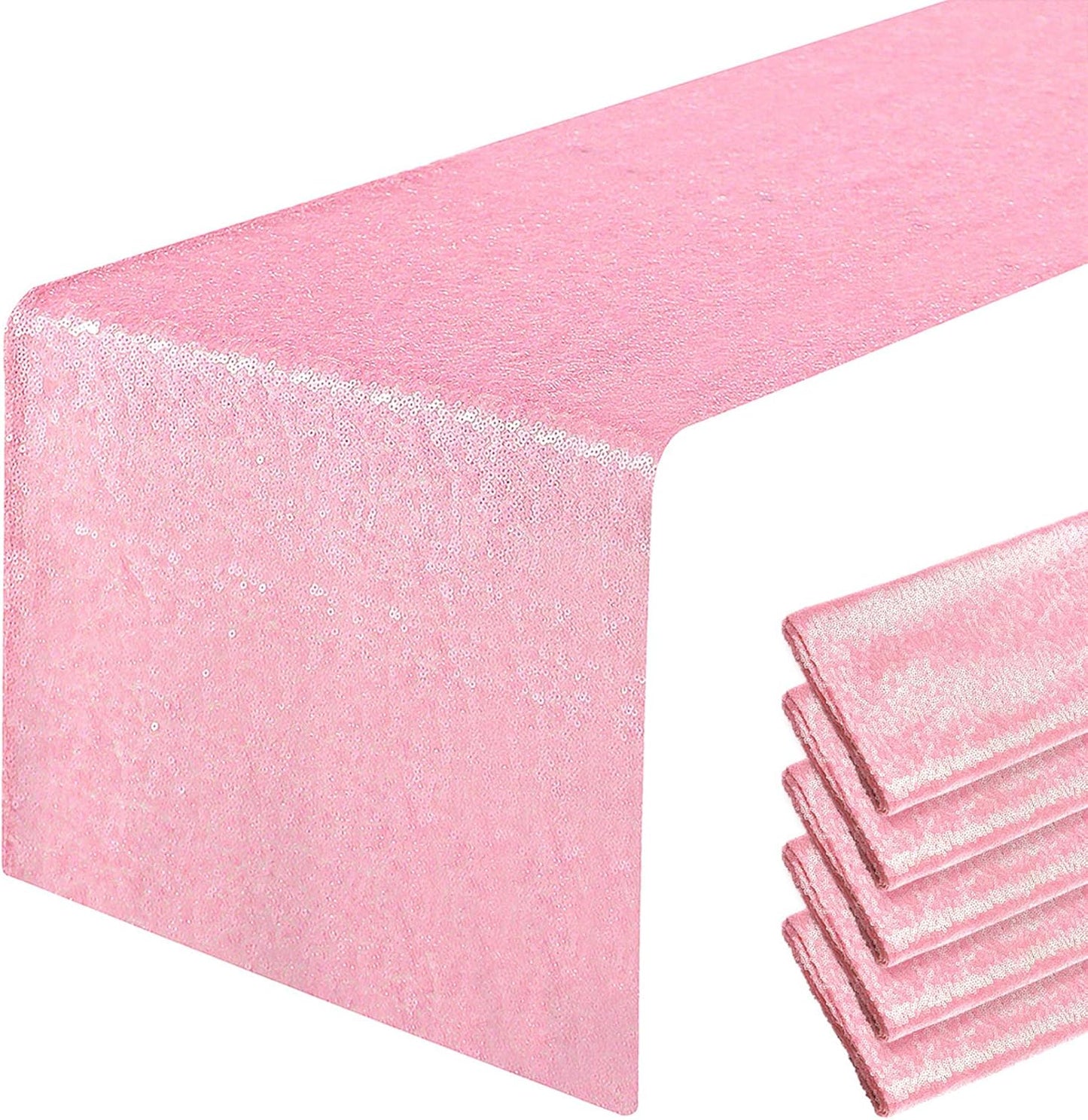 Pink Sequin Table Runner 12 x 108 in for Weddings and Parties