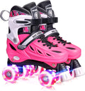 Roller Skates for Kids Adjustable 4 Sizes with Light Up Wheels