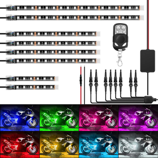 Nilight 8PCS Motorcycle RGB Led Light Kit for Ultimate Customization