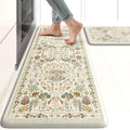Anti Fatigue Kitchen Mats Set - Cushioned Floral Rugs for Comfort