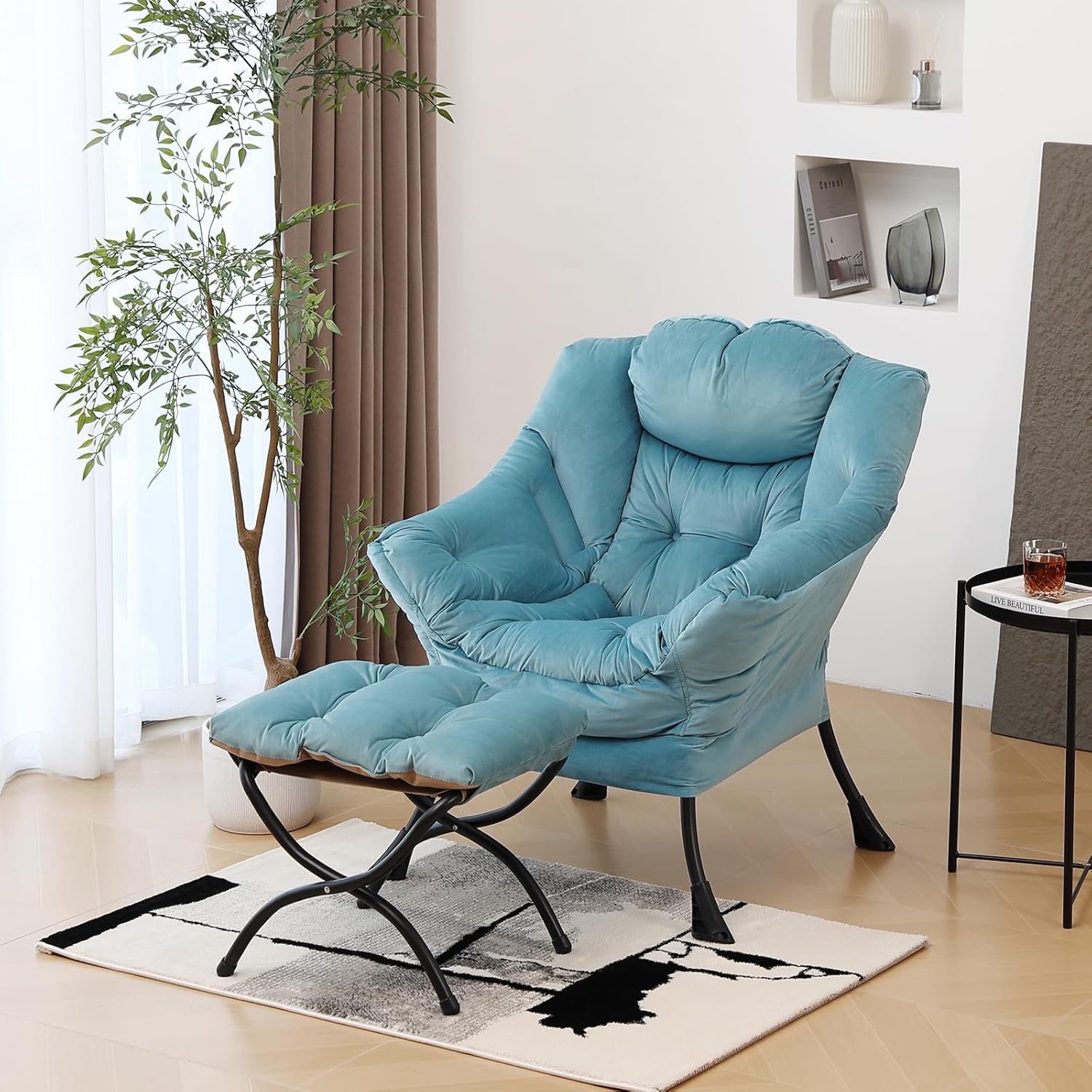 Lazy Chair with Ottoman: Modern Lounge Accent Chair for Comfort