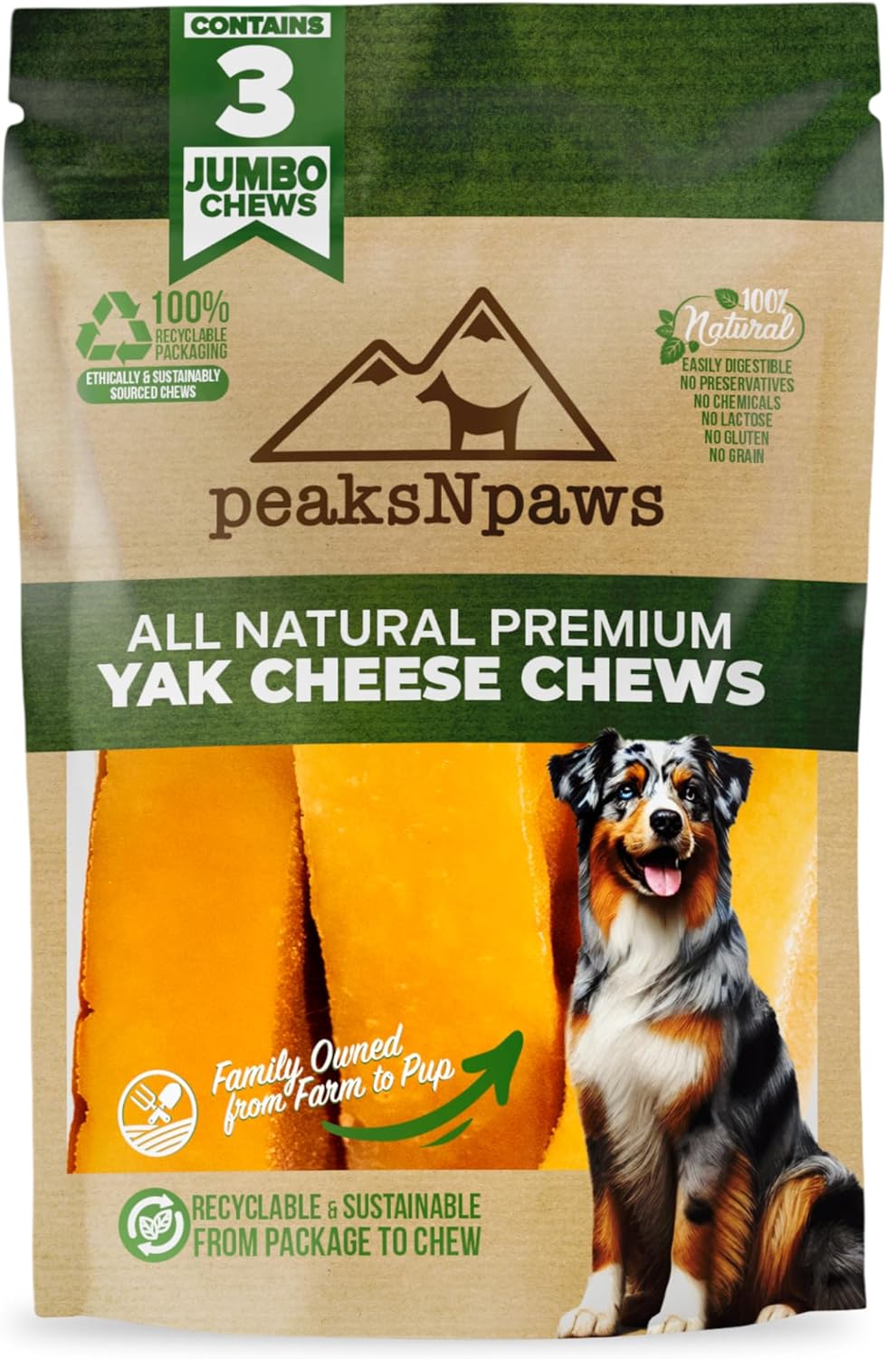 PeakNpaws Himalayan Yak Cheese Dog Treats for Aggressive Chewers