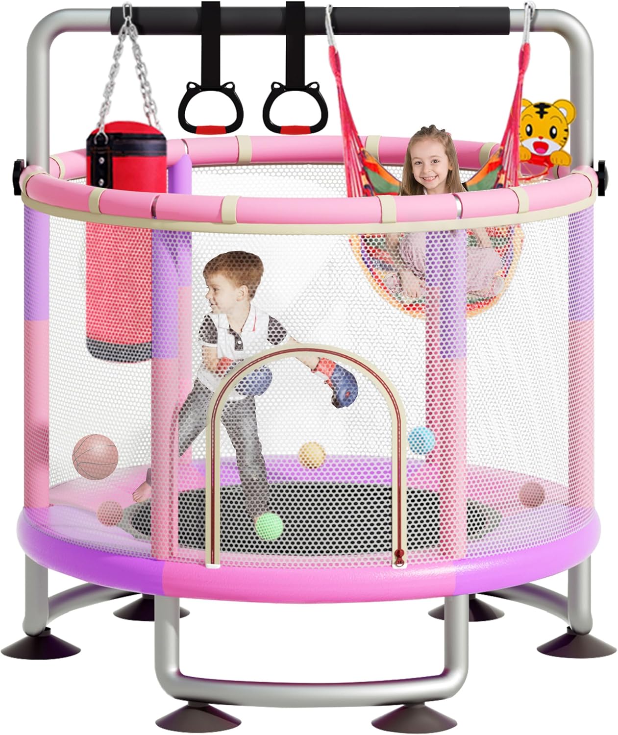 5-in-1 Toddler Trampoline for Kids, Safe and Fun Playtime