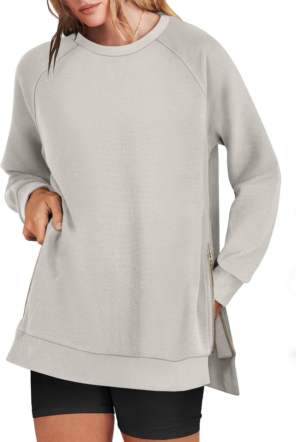 Oversized Sweatshirts for Women with Stylish Side Zipper