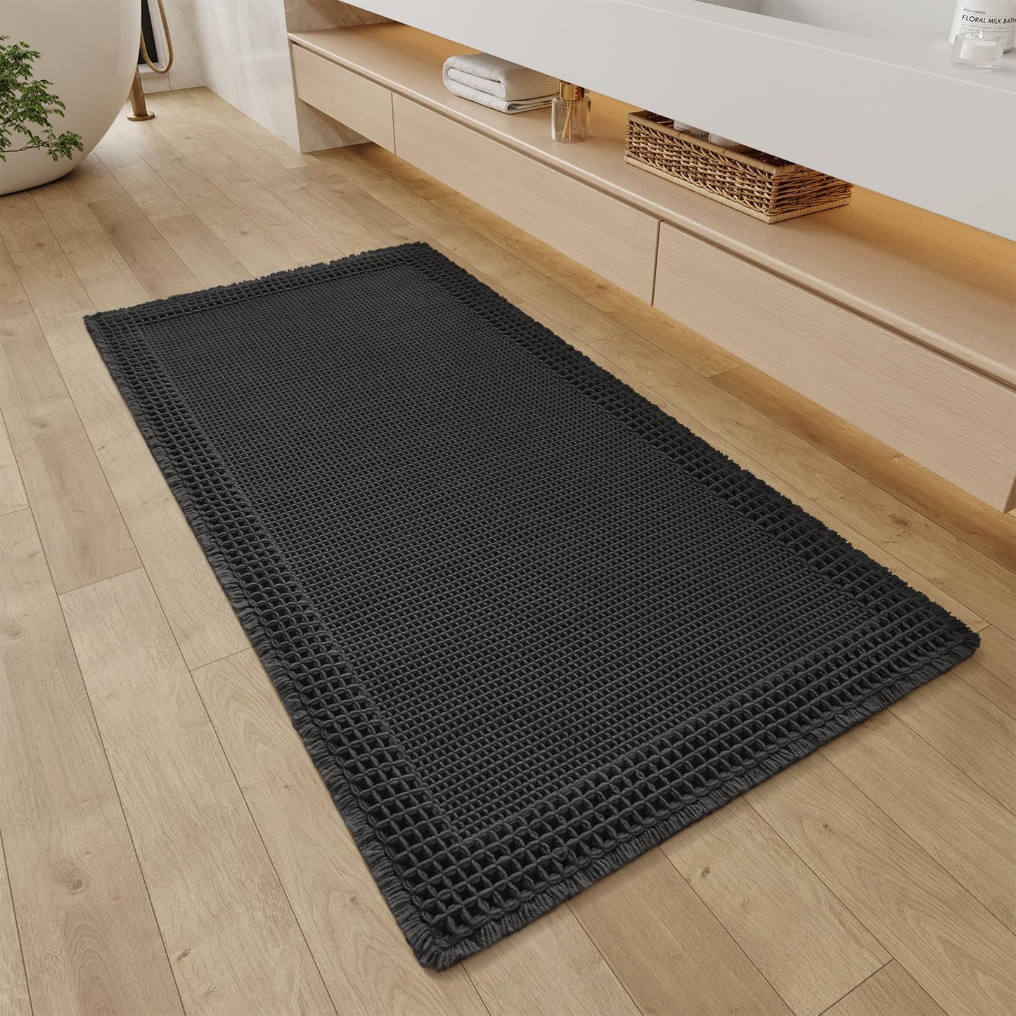 RESARE Waffle Bathroom Runner Rug - Super Absorbent Non Slip