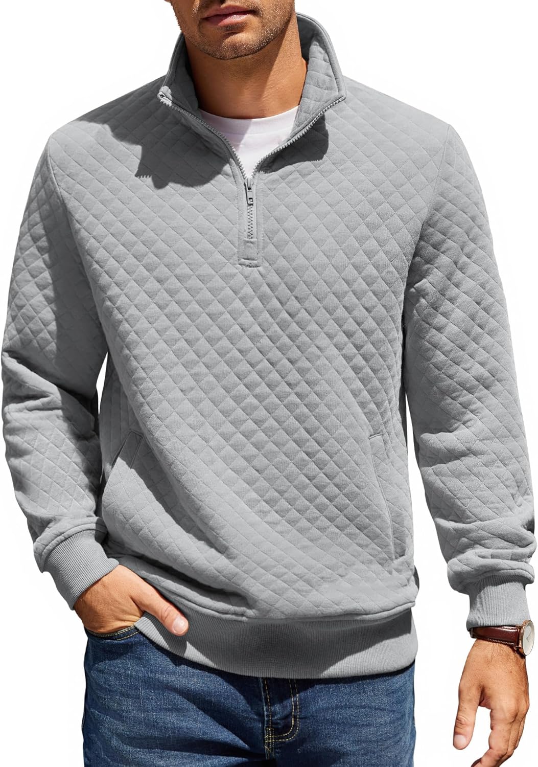 COOFANDY Mens Quarter Zip Pullover for Cozy Winter Wear