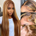 26in Ombre Lace Front Wig Human Hair 13x6 Straight - Honey Blonde