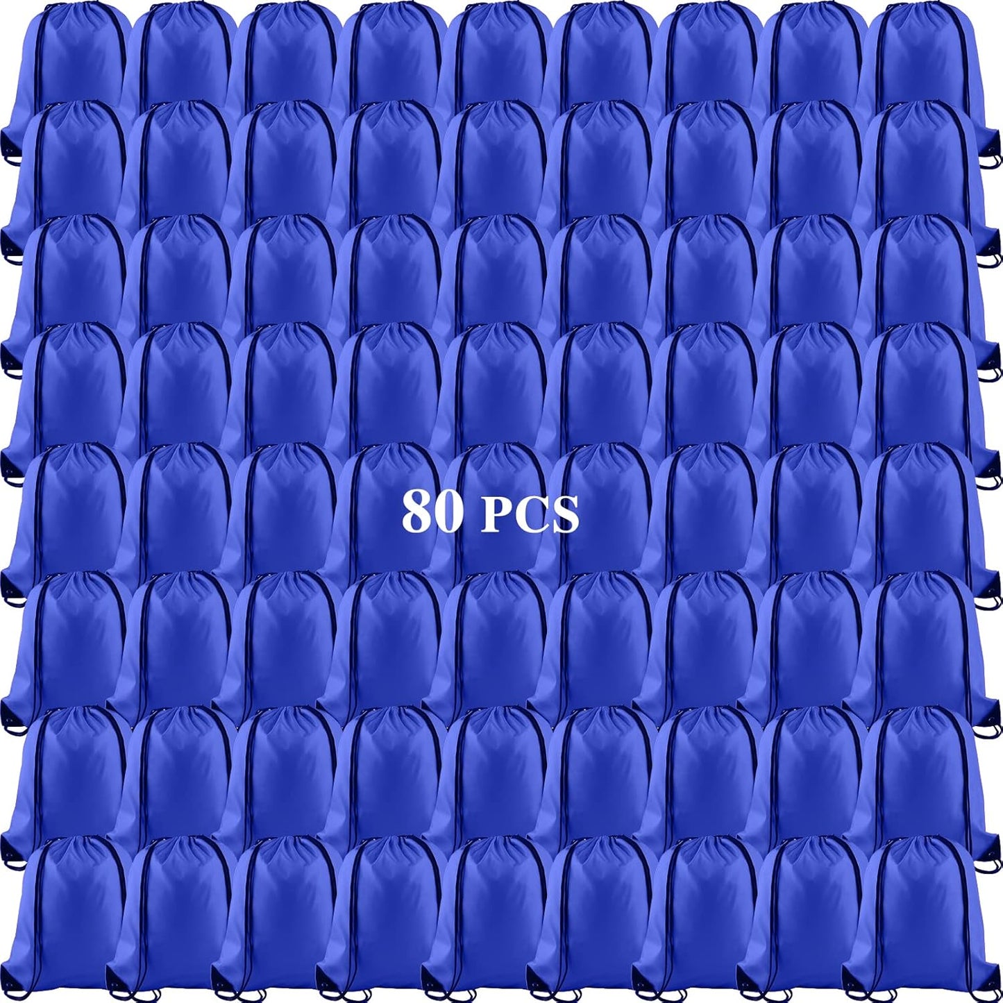 KUUQA 80Pcs Blue Drawstring Backpack Bags for Sports and Travel