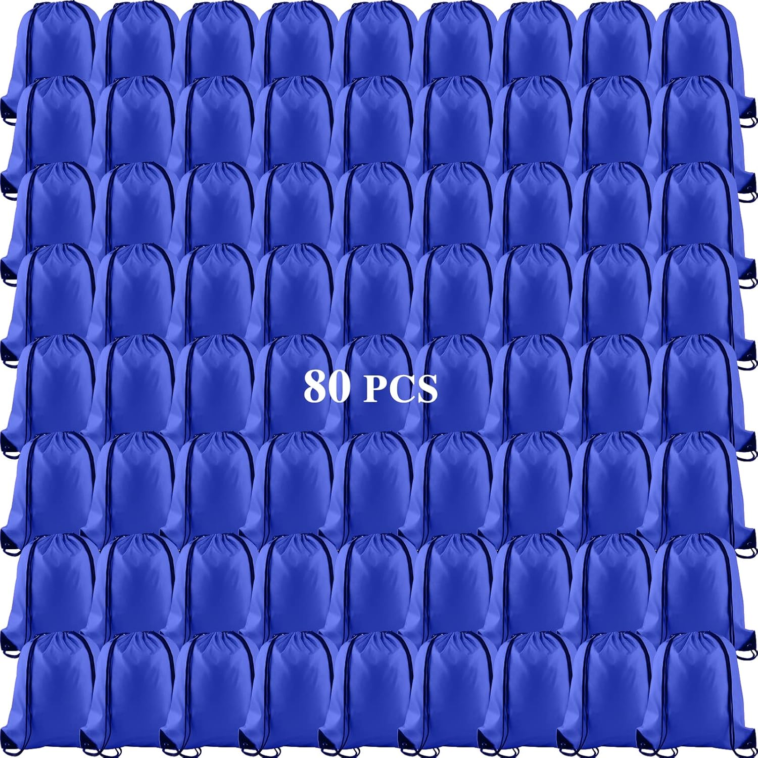 KUUQA 80Pcs Blue Drawstring Backpack Bags for Sports and Travel
