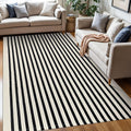 Black and Beige Striped Rug 5x8 ft Area Rug - Washable Indoor Outdoor