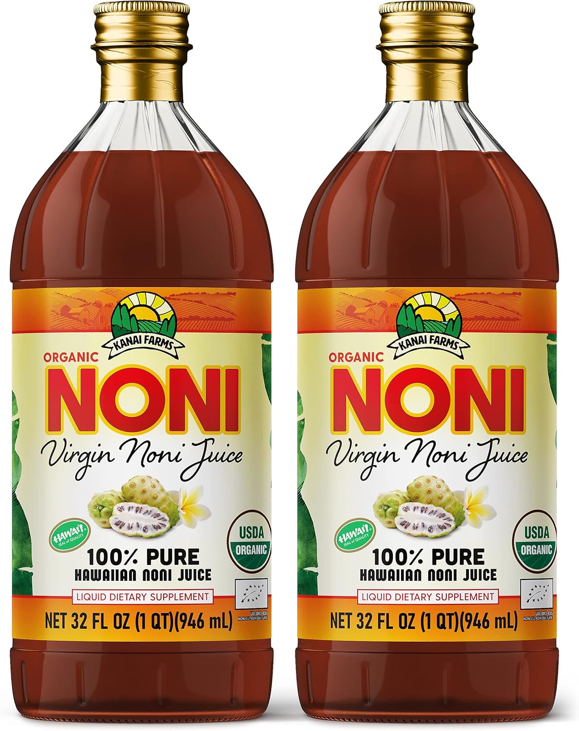 Virgin Noni Juice - 100% Pure Organic Hawaiian Noni Juice 2 Pack