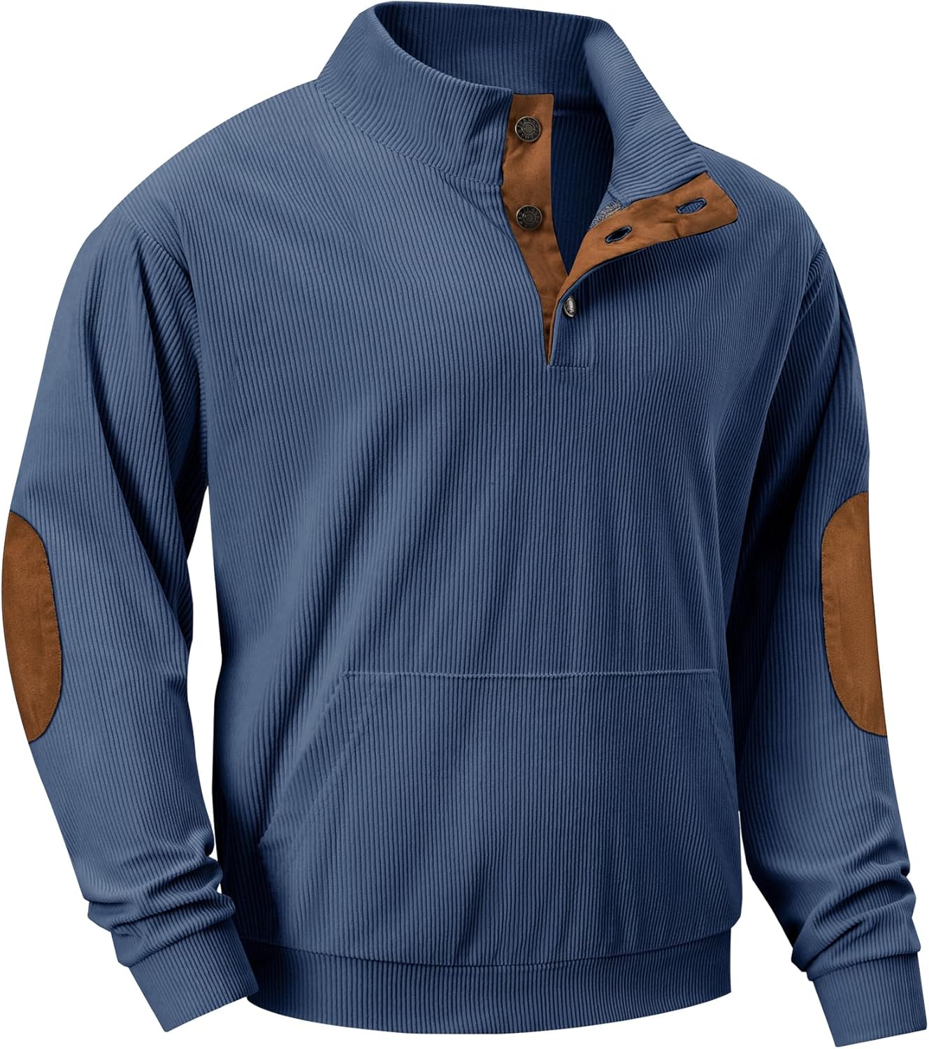 JMIERR Mens Warm Corduroy Sweatshirt with Stand Collar Design