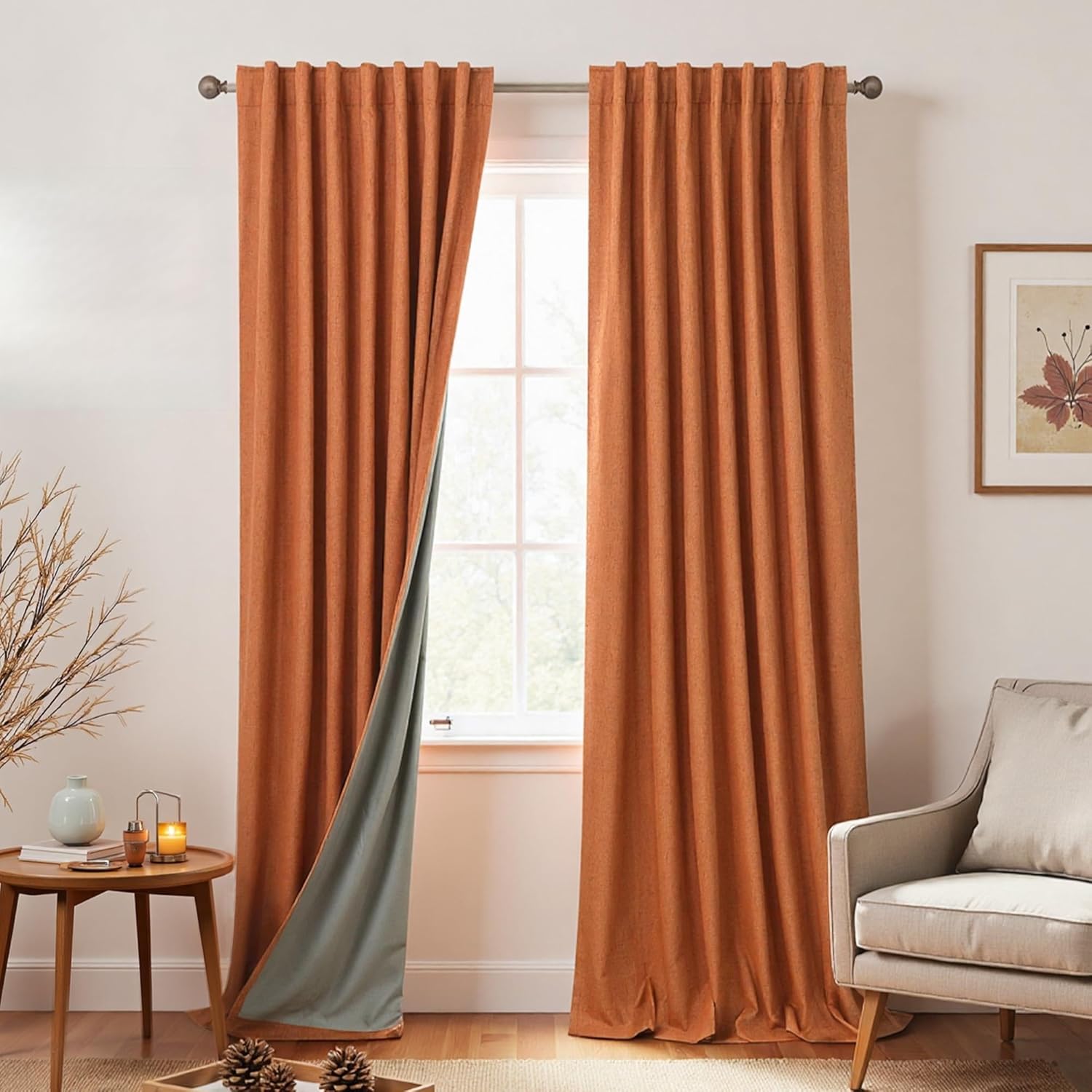 KOUFALL Burnt Orange Blackout Curtains for Living Room Decor