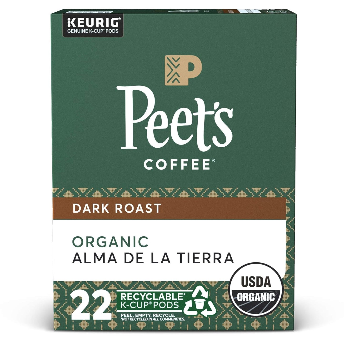 Peet's Organic Dark Roast K-Cup Pods - 22 Count