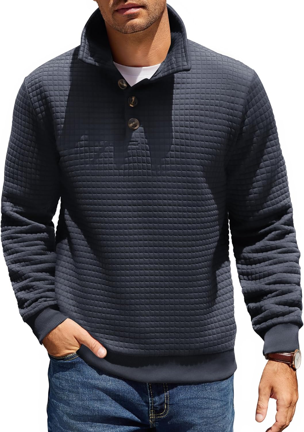 COOFANDY Men Quarter Collar Sweatshirt Pullover for Stylish Comfort