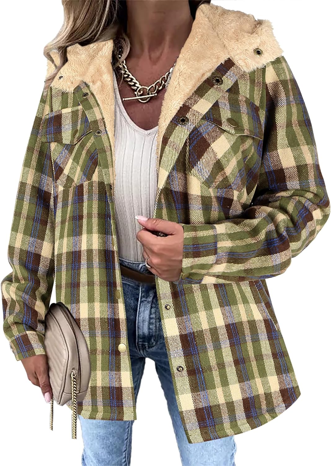 Stylish Womens Plaid Shacket Jacket for Fall and Winter Wear