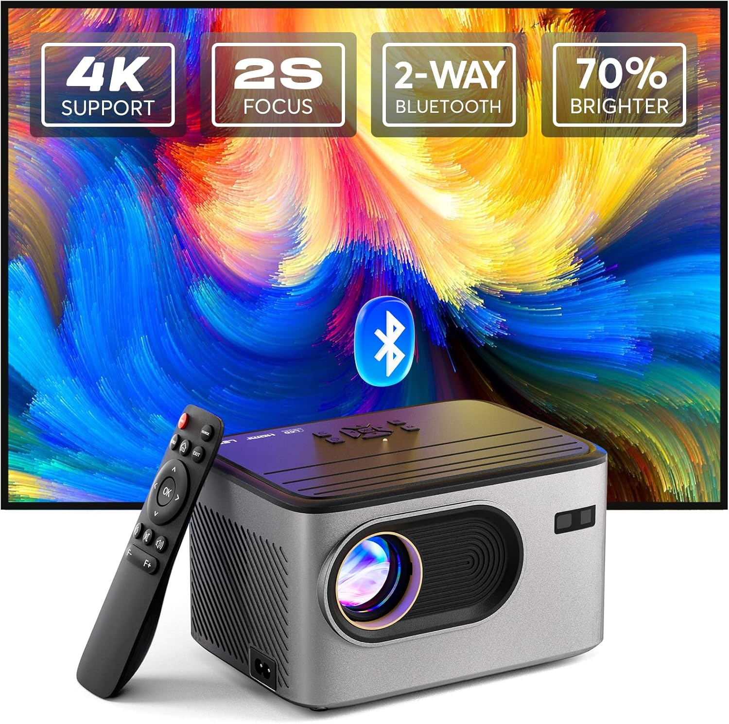 Immerse in 4K Clarity Anywhere: PANSEBA 1080P Bluetooth Projector