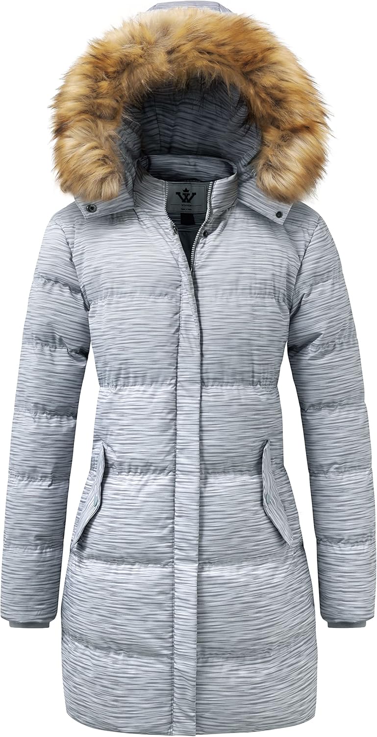 WenVen Women's Winter Thicken Puffer Coat with Faux Fur Hood