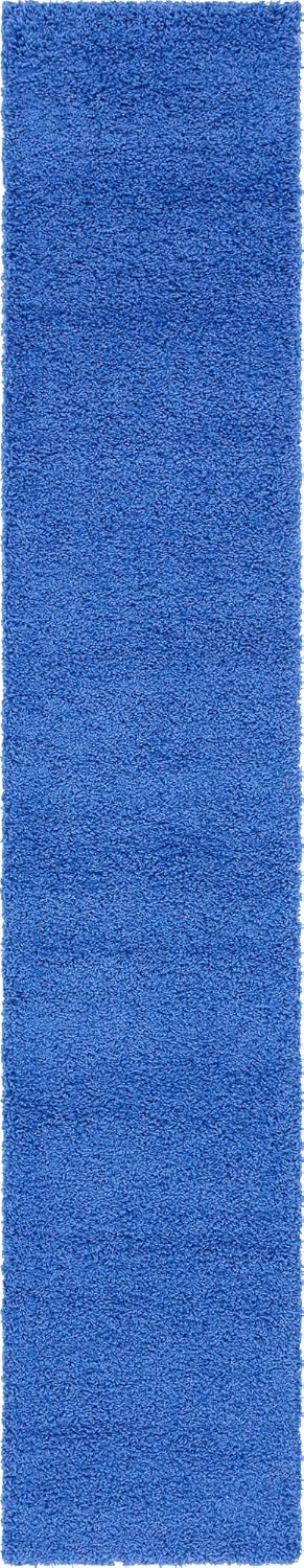 Unique Loom Solid Shag Collection Area Rug Runner in Periwinkle