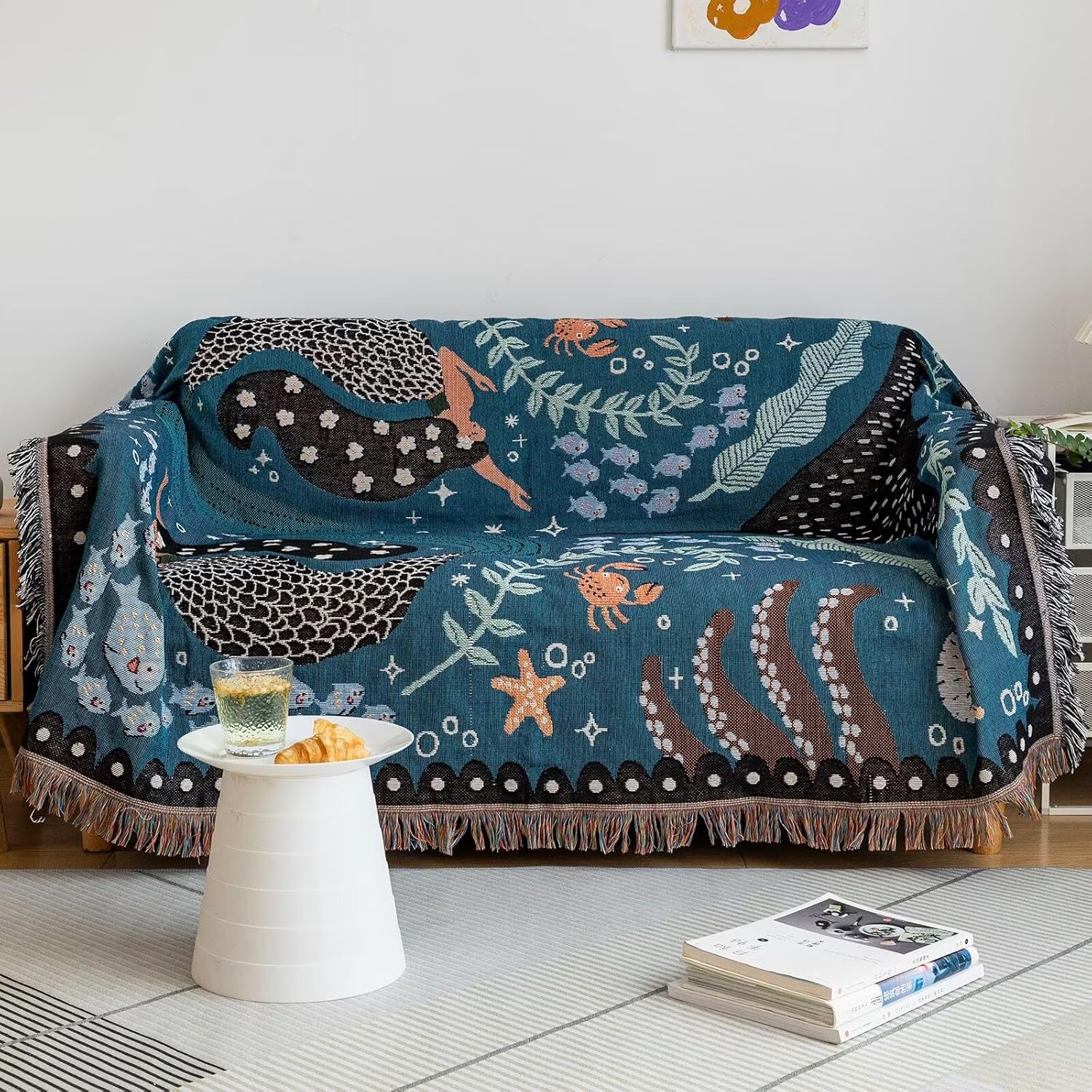 VClife Cute Couch Cover for 3 Cushion Sofa, Sea Fish Design