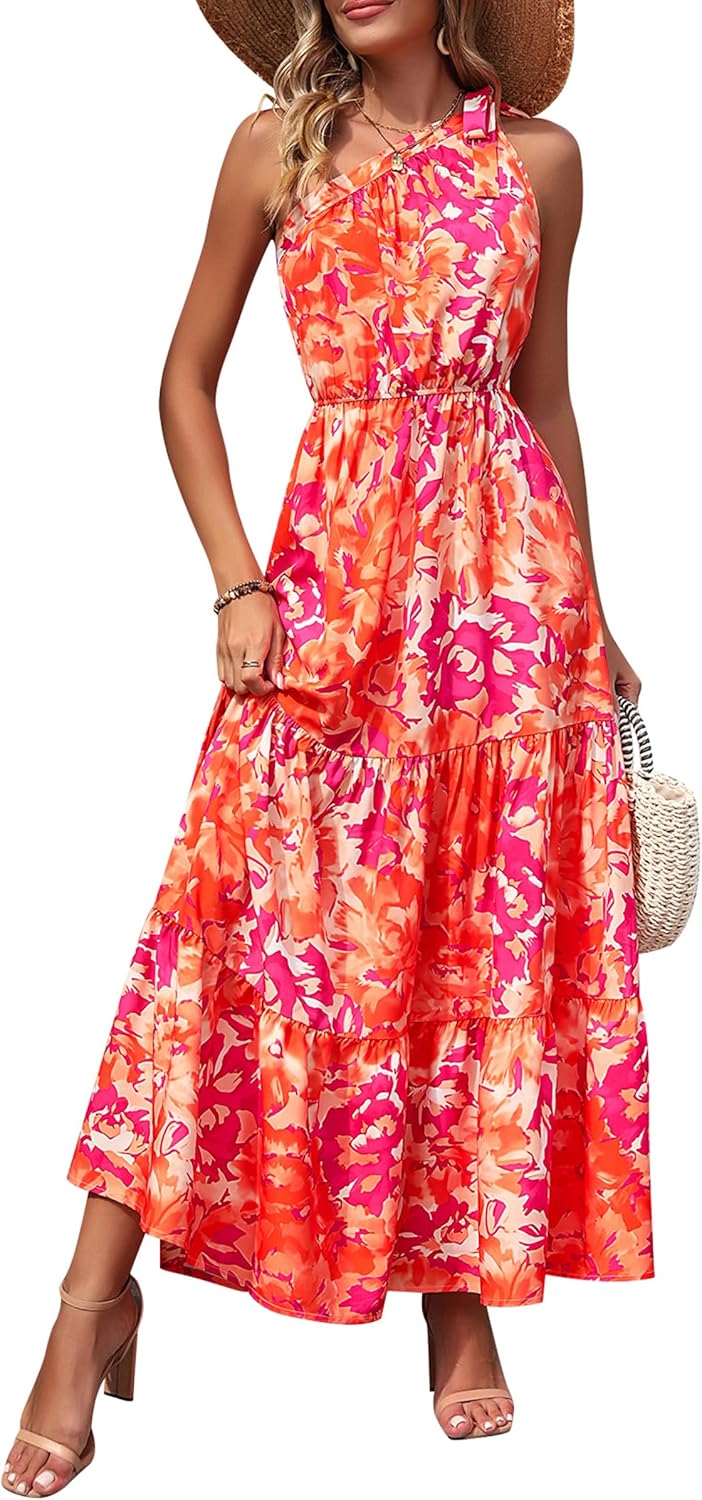 Ditsy Floral One Shoulder Maxi Dress for Summer Weddings